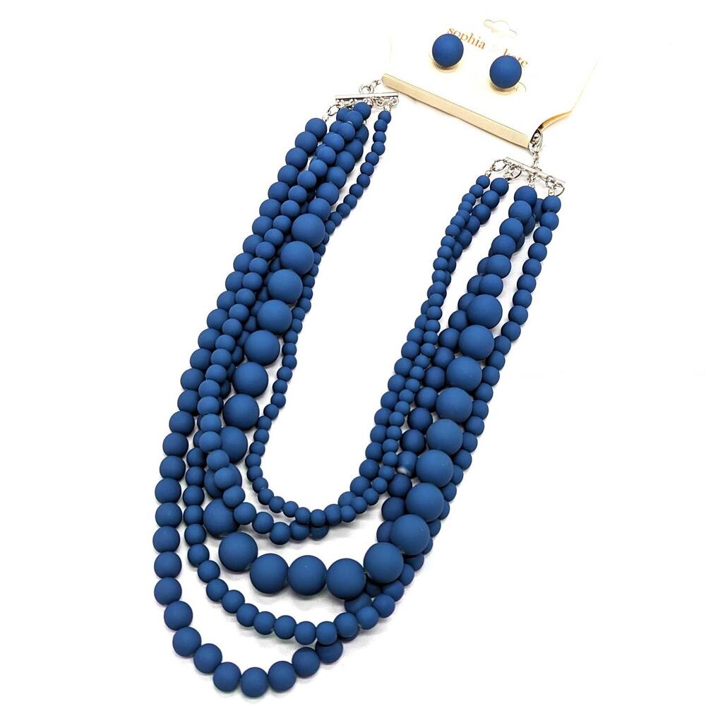 Sophia & Kate Layered Acrylic Necklace Earrings Set, Blue